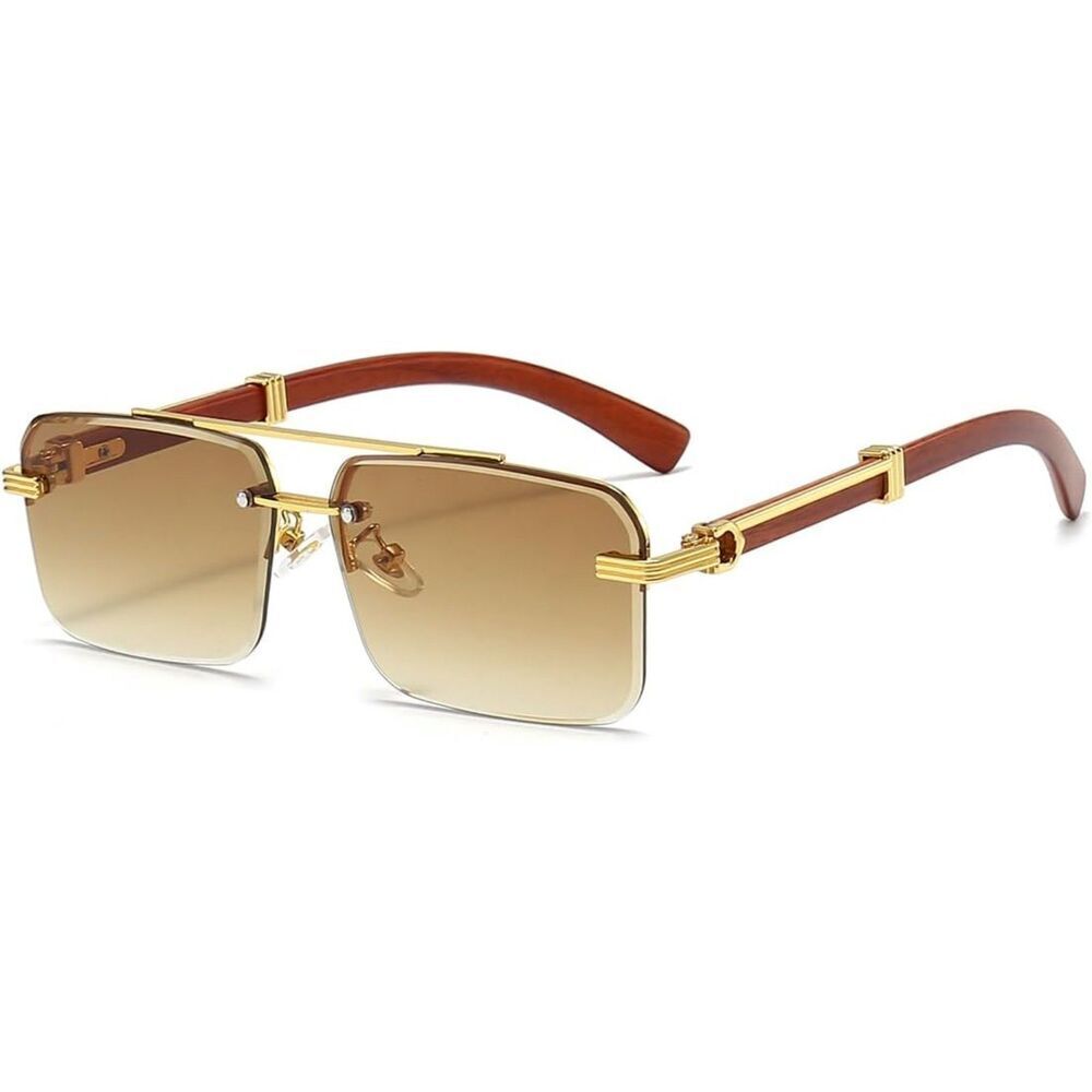 Gleyemor Mens Rimless Rectangle Sunglasses Frameless Square Fashion Sunglasses